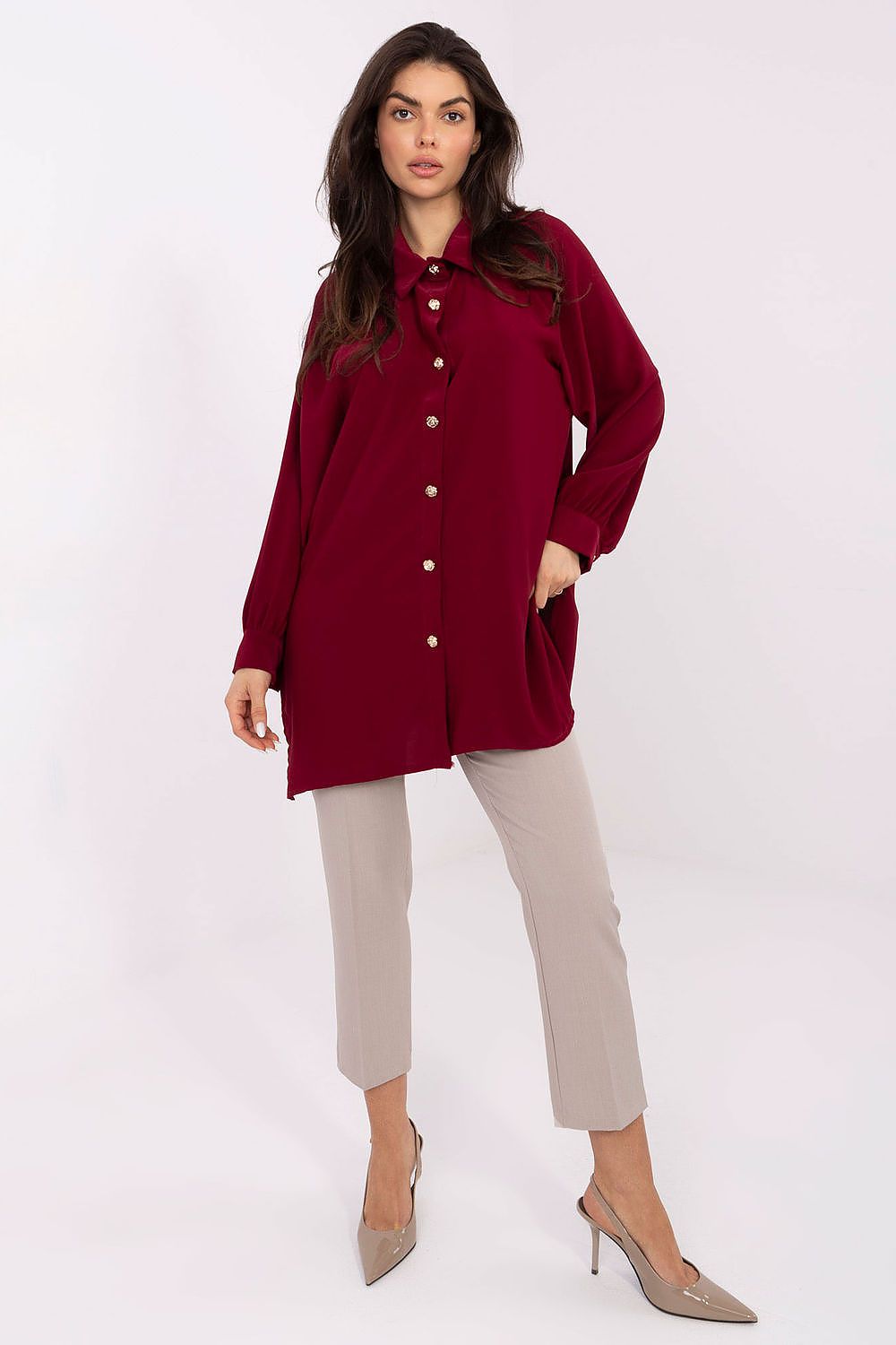 Loose Long Tunic Office Shirt-Women's Shirts-LeStyleParfait