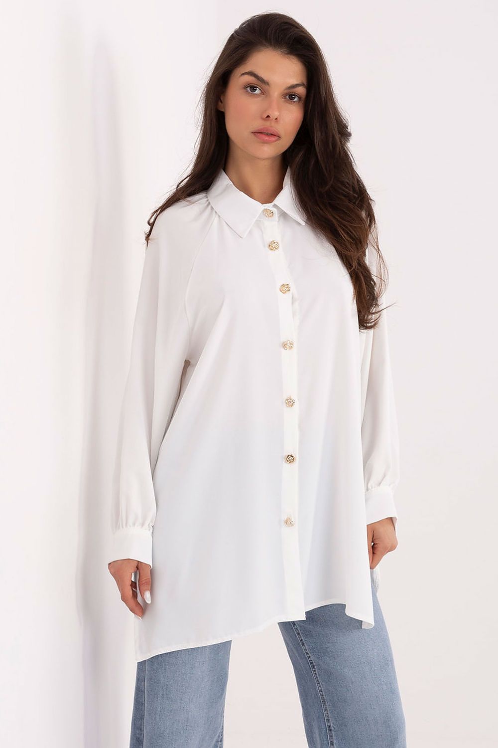 Loose Long Tunic Office Shirt-Women's Shirts-LeStyleParfait