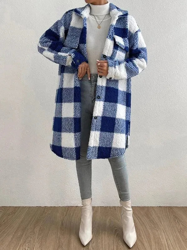 Loose Plaid Women Winter Shirt-Jacket-LeStyleParfait