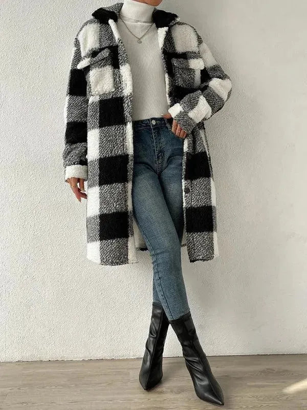 Loose Plaid Women Winter Shirt-Jacket-LeStyleParfait
