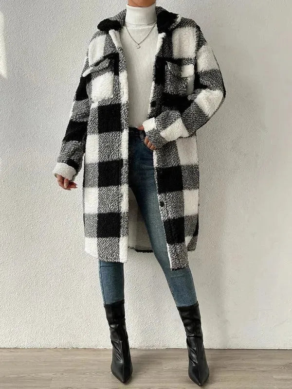 Loose Plaid Women Winter Shirt-Jacket-LeStyleParfait