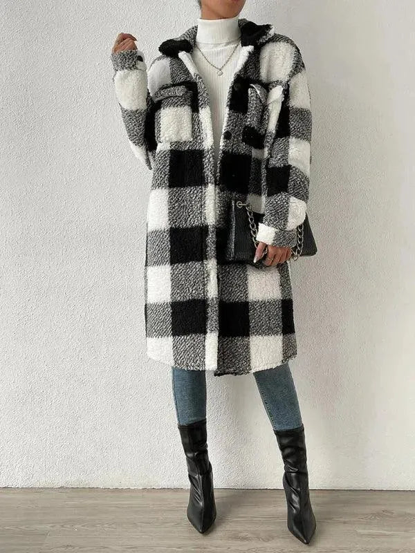 Loose Plaid Women Winter Shirt-Jacket-LeStyleParfait