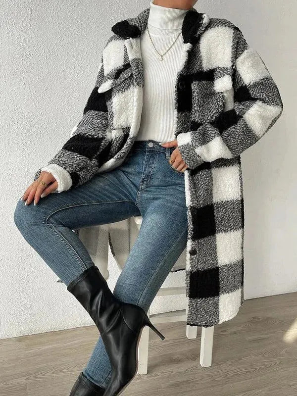 Loose Plaid Women Winter Shirt-Jacket-LeStyleParfait