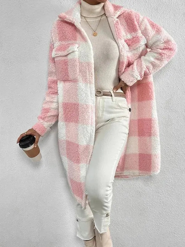 Loose Plaid Women Winter Shirt-Jacket-LeStyleParfait