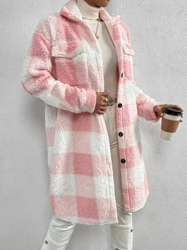 Loose Plaid Women Winter Shirt-Jacket-LeStyleParfait