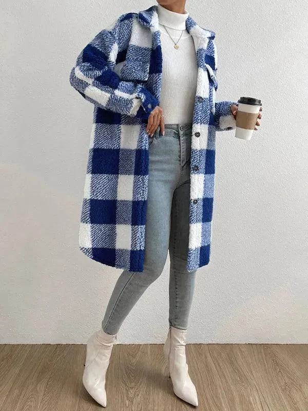 Loose Plaid Women Winter Shirt-Jacket-LeStyleParfait