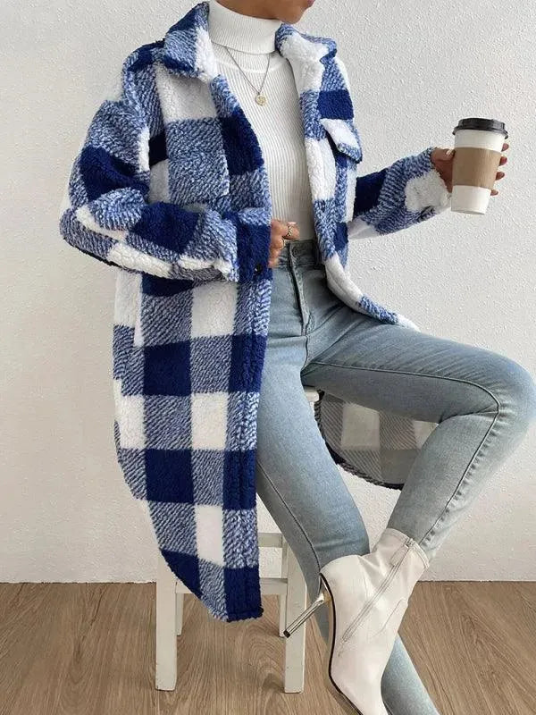 Loose Plaid Women Winter Shirt-Jacket-LeStyleParfait