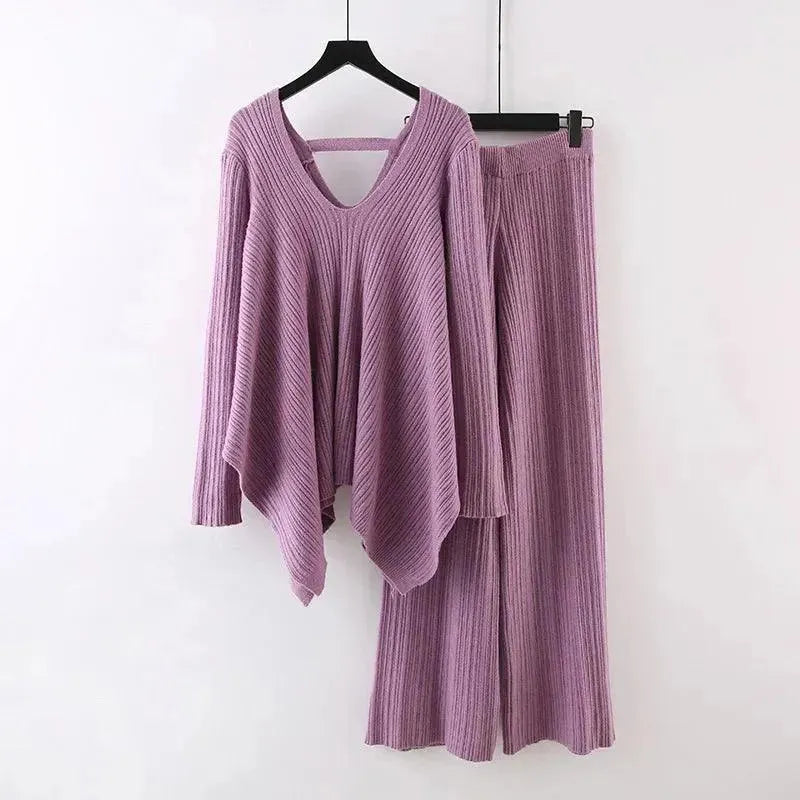 LSP SWEATER Chic Women Casual Mustard Two-Piece Sweater Set