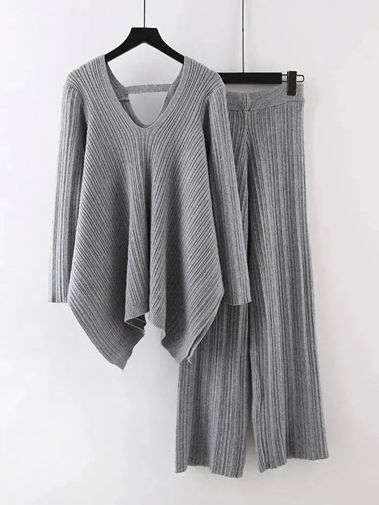 LSP SWEATER Chic Women Casual Mustard Two-Piece Sweater Set