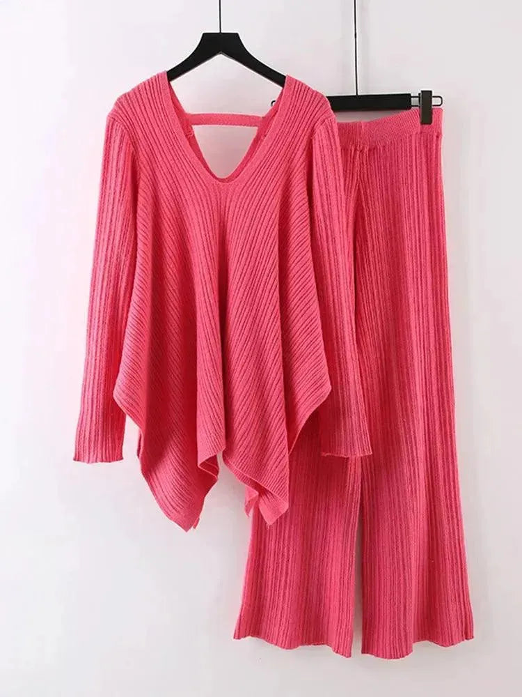 LSP SWEATER Chic Women Casual Mustard Two-Piece Sweater Set