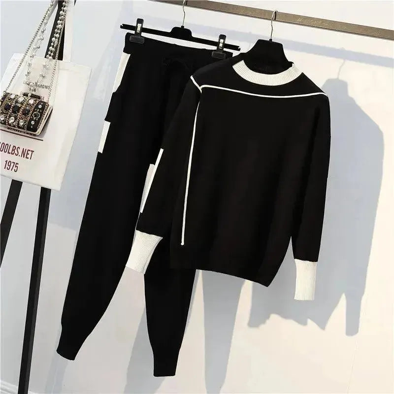 LSP SWEATER Chic Women Casual Striped Two-Piece Sweater Set