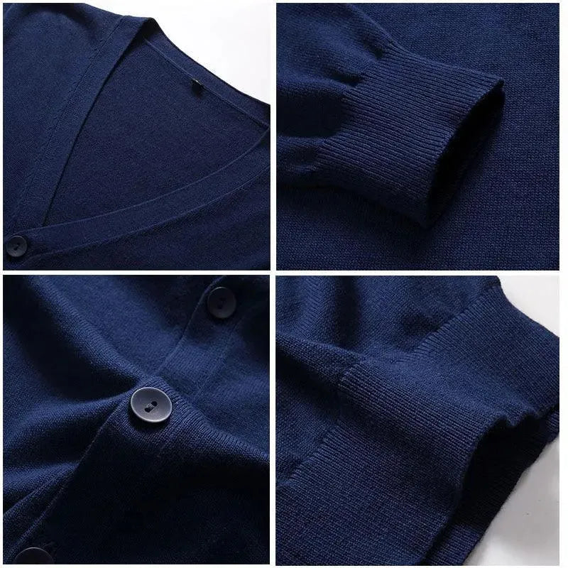LSP SWEATER Men Plain V-Neck Cardigan