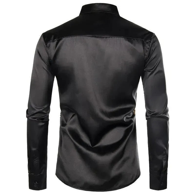 Luxury Sequin Silk Shirt For Men-Men Shirts-LeStyleParfait
