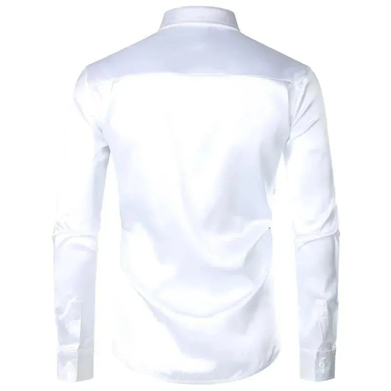 Luxury Sequin Silk Shirt For Men-Men Shirts-LeStyleParfait