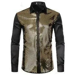 Luxury Sequin Silk Shirt For Men-Men Shirts-LeStyleParfait