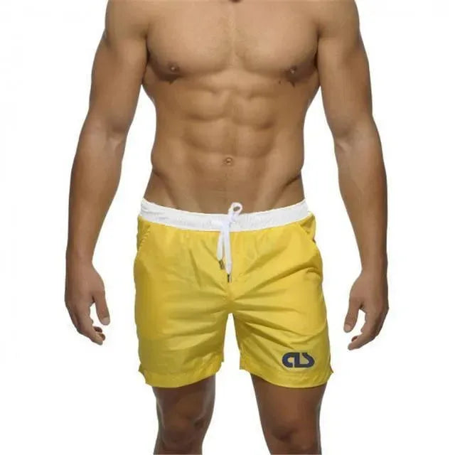 Men Black White Sporty Swim Shorts