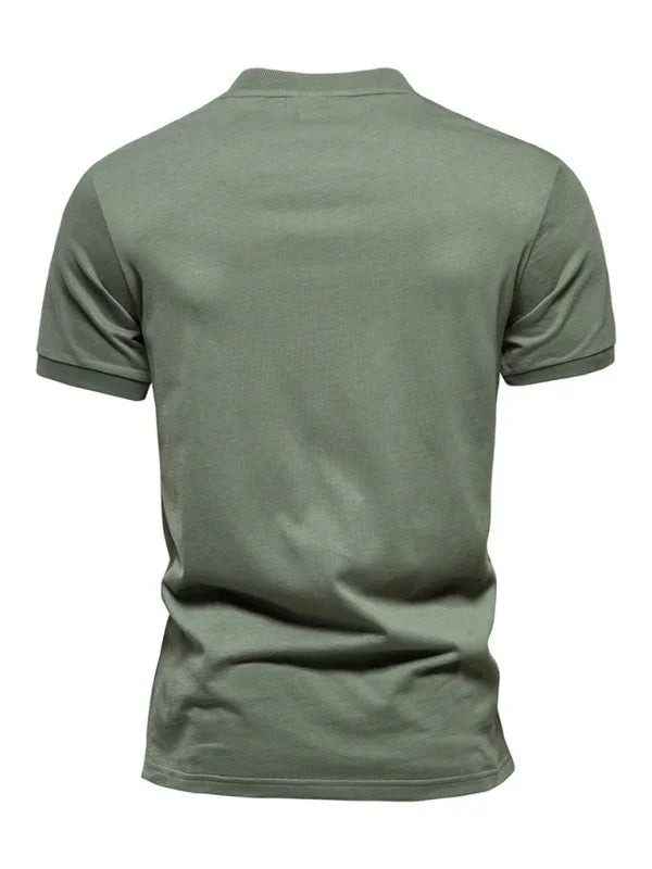 Men Blue V Neck Zipper Tshirt-Men T-Shirt-LeStyleParfait
