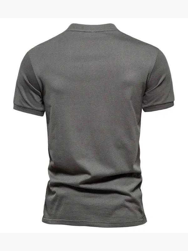 Men Blue V Neck Zipper Tshirt-Men T-Shirt-LeStyleParfait