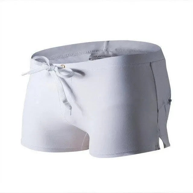 Men Blue White Sporty Swim Shorts