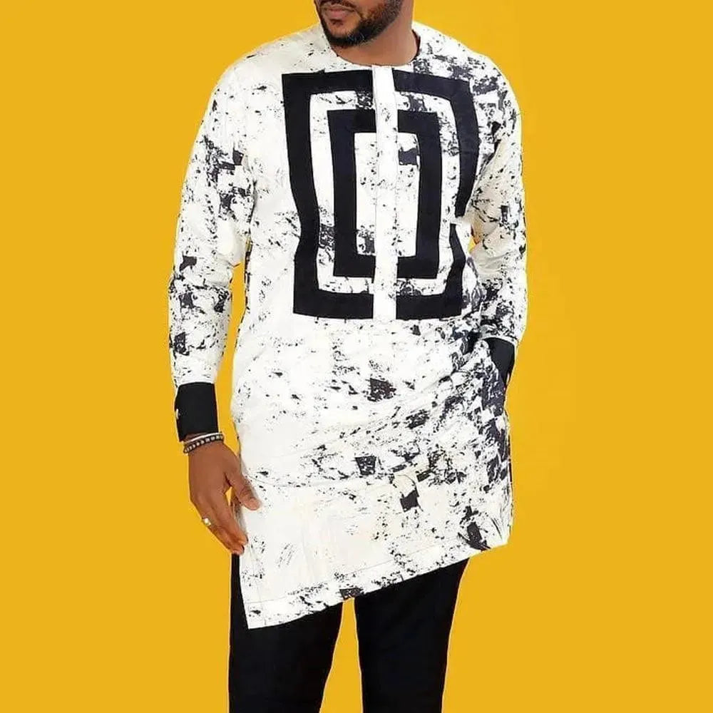 Men Bold Abstract Cotton Two-Piece Set - Abstract Pants Two-Piece Set - LeStyleParfait