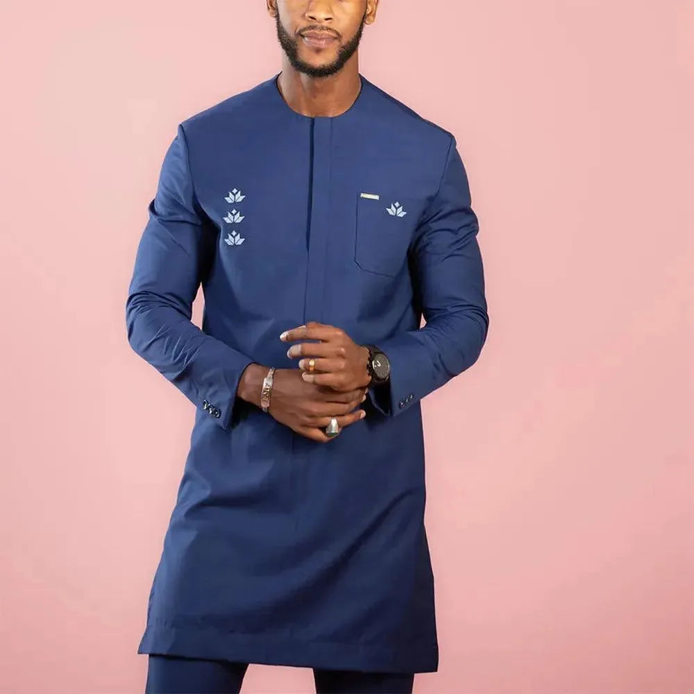 Men Bold Cotton Floral Two-Piece Set - Floral Trousers Two-Piece Set - LeStyleParfait