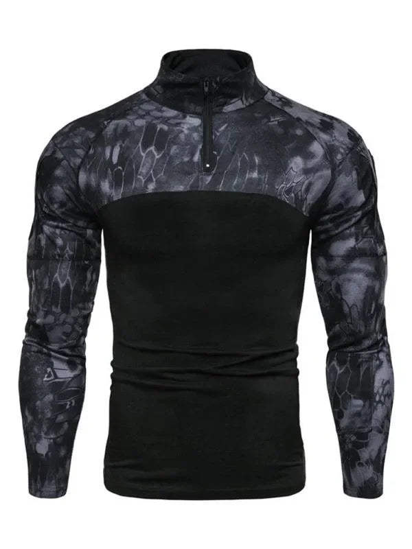 Men Camouflage High Neck Sports Tshirt-Men T-Shirt-LeStyleParfait