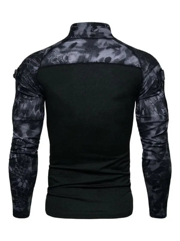 Men Camouflage High Neck Sports Tshirt-Men T-Shirt-LeStyleParfait