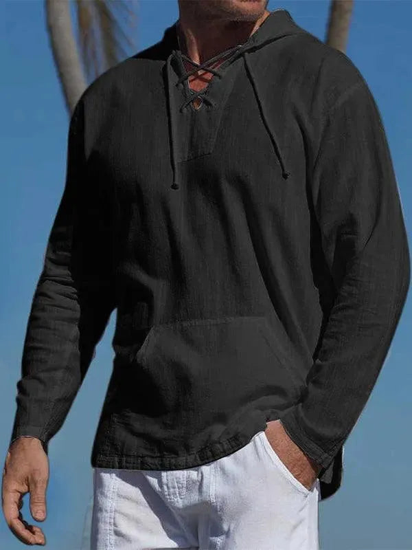 Men Cross Straps Hooded Top-Men Hoodie-LeStyleParfait