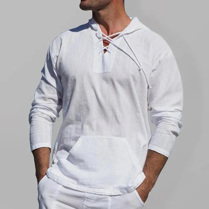 Men Cross Straps Hooded Top-Men Hoodie-LeStyleParfait
