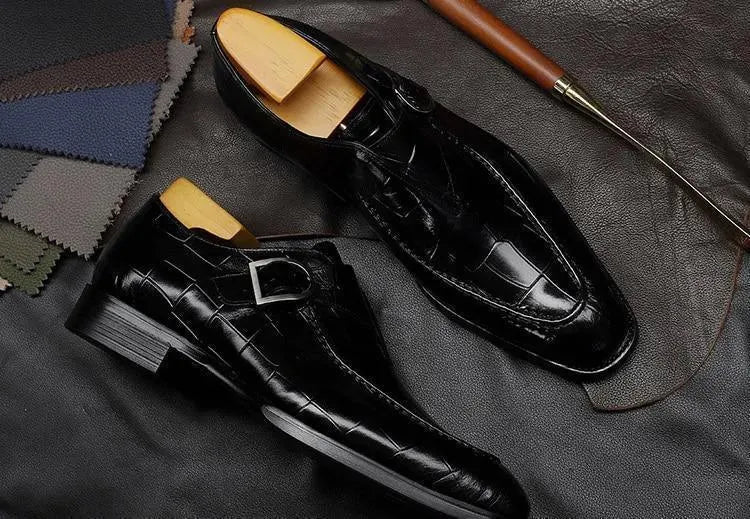 Men Dress Shoes - Teodoro Oxford Monk Strap Shoes - Dress Shoes - LeStyleParfait