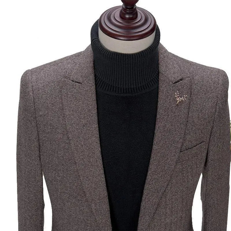 Business Mode Slim Fit 3 Piece Men Suit - Tweed Suit - LeStyleParfait