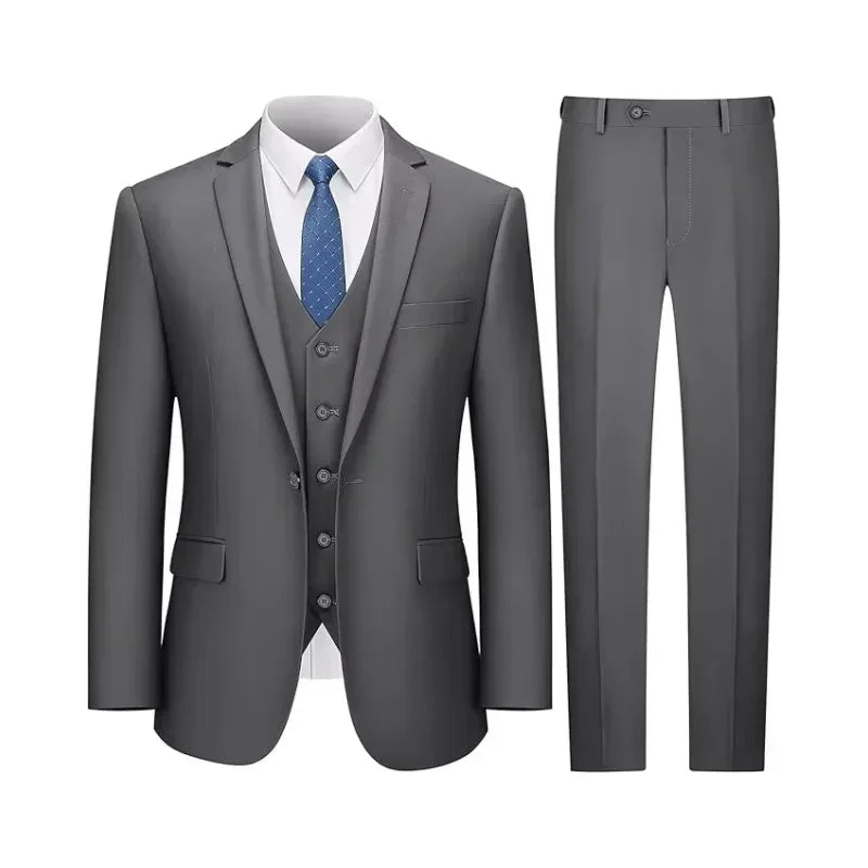 Men Elegant Slim Fit 3-Piece Tuxedo Suit
