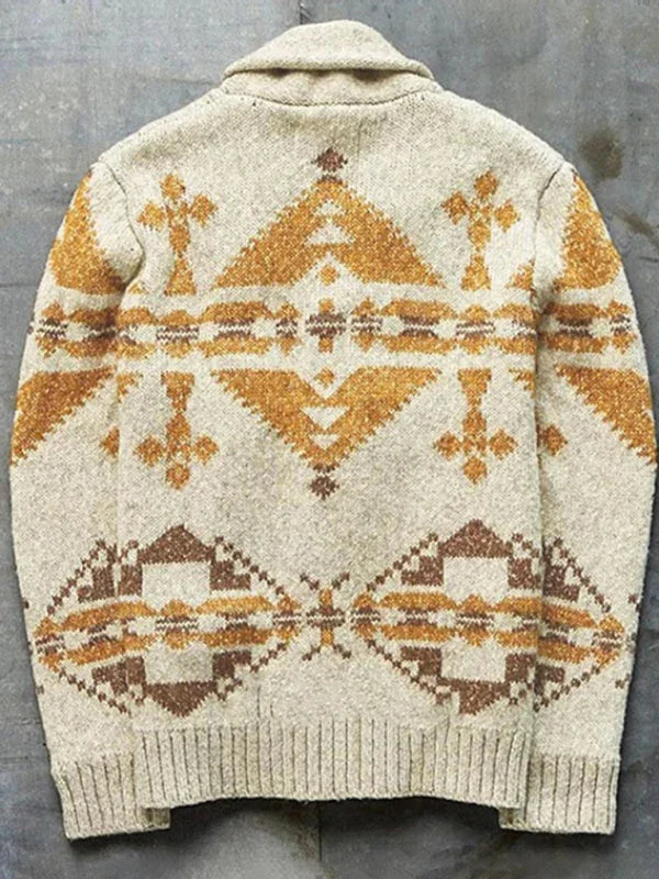Men Ethnic Cardigan Sweater Casual Knit-Men's Sweater-LeStyleParfait