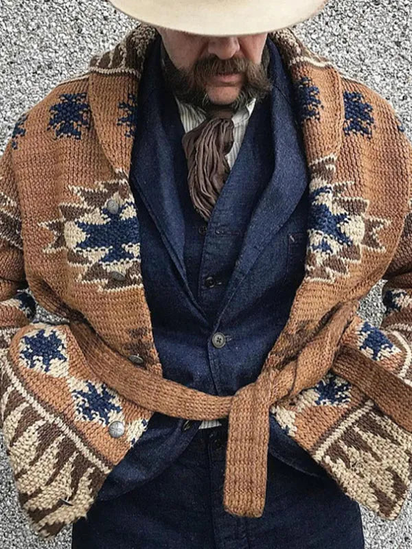 Men Folk Pattern Cardigan Sweater Casual-Men's Sweater-LeStyleParfait