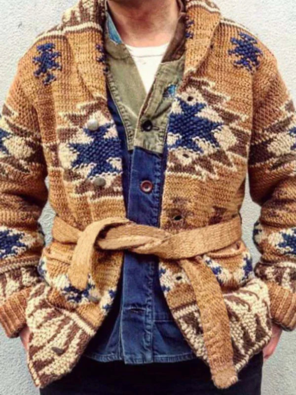 Men Folk Pattern Cardigan Sweater Casual-Men's Sweater-LeStyleParfait