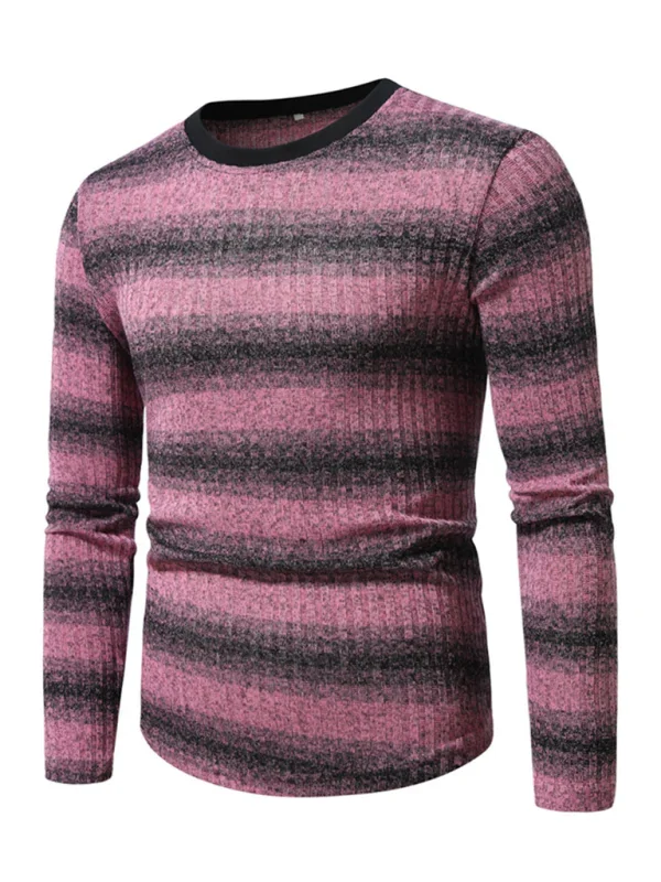 Men Gradient Long Sleeve Casual Tshirt-Men T-Shirt-LeStyleParfait