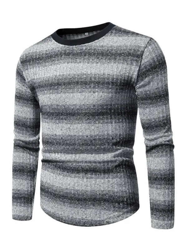 Men Gradient Long Sleeve Casual Tshirt-Men T-Shirt-LeStyleParfait