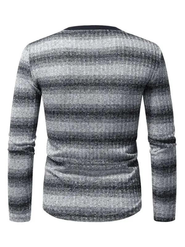 Men Gradient Long Sleeve Casual Tshirt-Men T-Shirt-LeStyleParfait