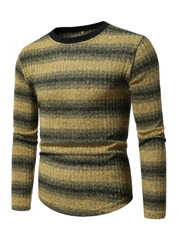 Men Gradient Long Sleeve Casual Tshirt-Men T-Shirt-LeStyleParfait
