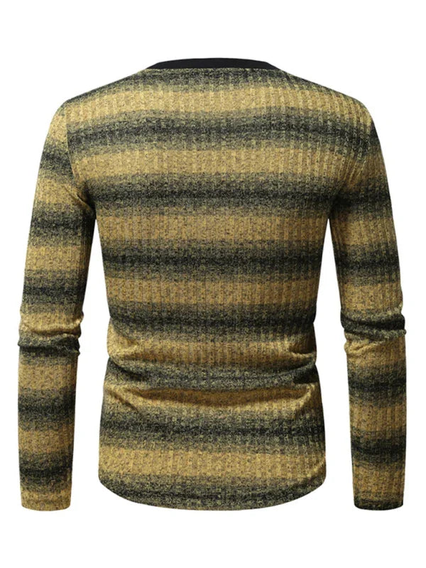 Men Gradient Long Sleeve Casual Tshirt-Men T-Shirt-LeStyleParfait