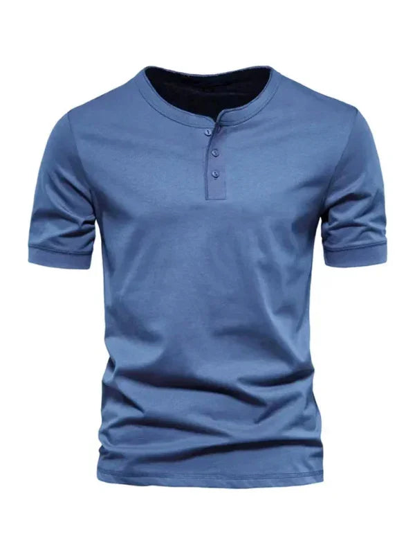Men Gray Henley Short Sleeve Tshirt-Men T-Shirt-LeStyleParfait
