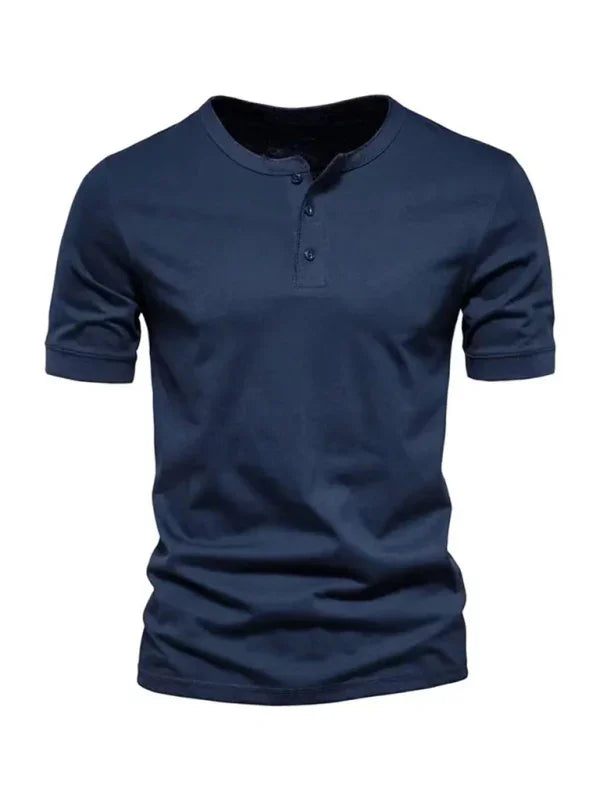 Men Gray Henley Short Sleeve Tshirt-Men T-Shirt-LeStyleParfait