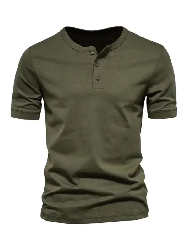 Men Gray Henley Short Sleeve Tshirt-Men T-Shirt-LeStyleParfait