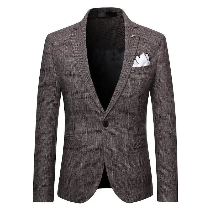 Lino Two Piece Formal Business Suit - Plaid Suit - LeStyleParfait