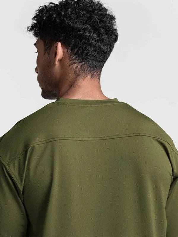 Men Green Relaxed Crew Neck Tshirt-Men T-Shirt-LeStyleParfait