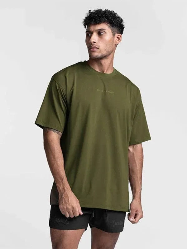 Men Green Relaxed Crew Neck Tshirt-Men T-Shirt-LeStyleParfait