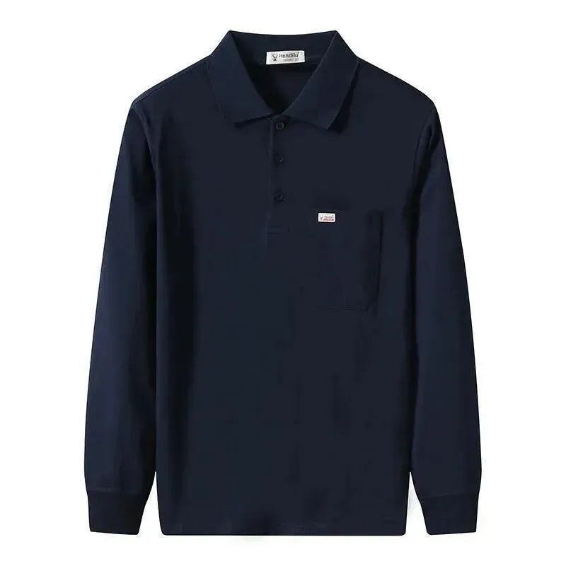 Men Long Sleeved Polo Shirt Cotton-Polo Shirt-LeStyleParfait