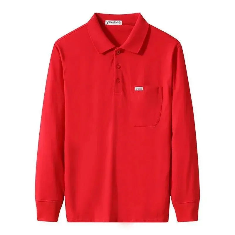 Men Long Sleeved Polo Shirt Cotton-Polo Shirt-LeStyleParfait