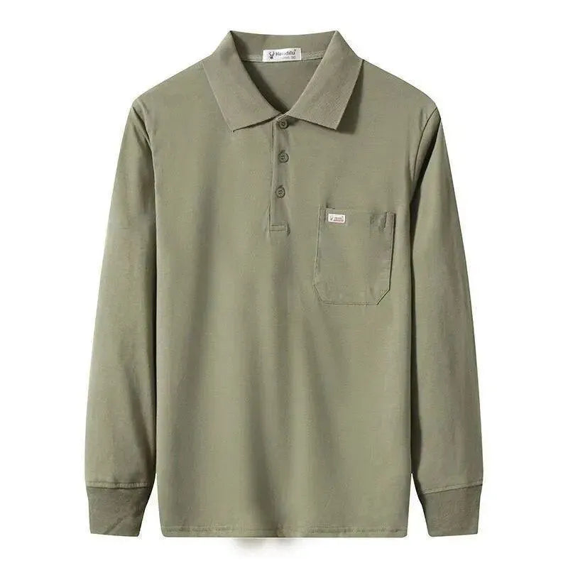 Men Long Sleeved Polo Shirt Cotton-Polo Shirt-LeStyleParfait