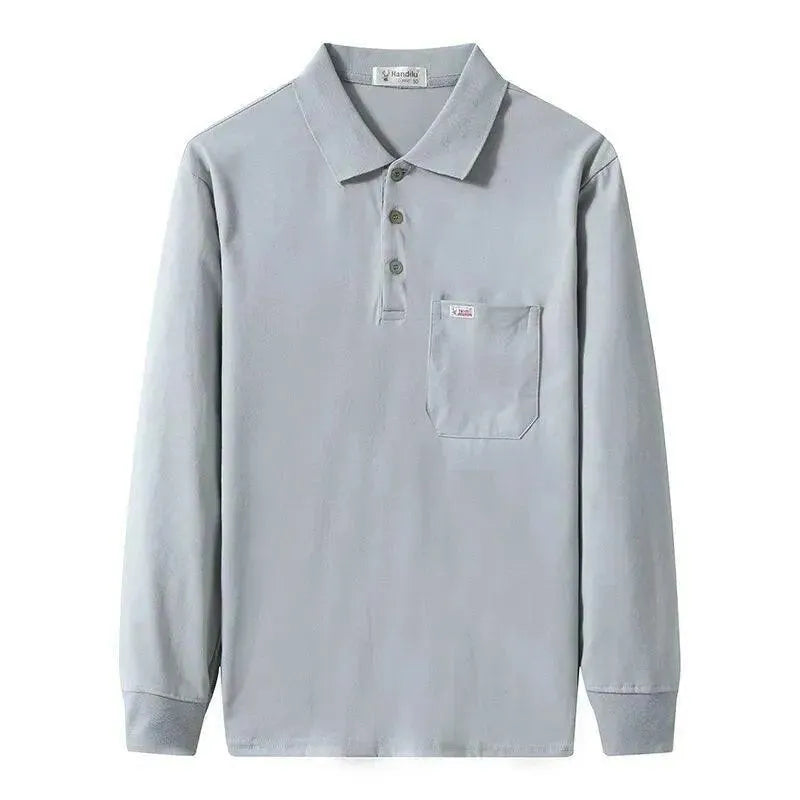 Men Long Sleeved Polo Shirt Cotton-Polo Shirt-LeStyleParfait